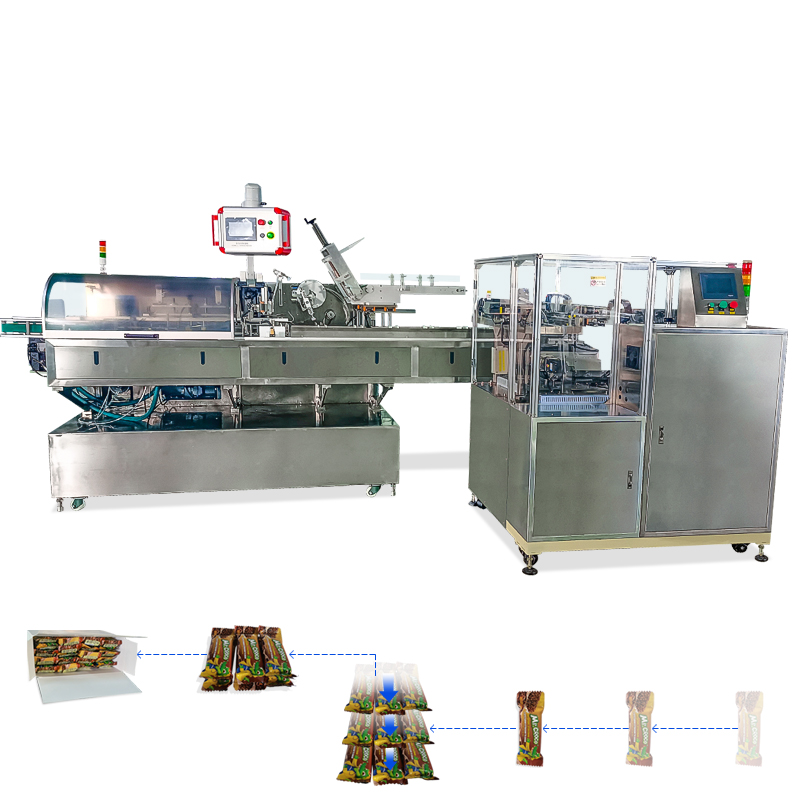 Máquina de embalaje de recolección apilada horizontal automática y sistema de cartones de barra de energía